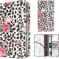 Premium Car Registration and Insurance Card Holder, Cute PU Leather Car Document Holder, Vehicle Glove Box Car Organizer with Magnetic Closure for Driver License, Cards Leopard Rose