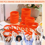 Liliful 100 Pcs Silicone Rubber Wristbands Rubber Wristband Bracelet Bands for Silicone Wristbands for Women Men(Orange)