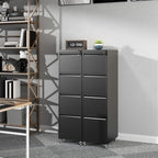 4-Drawer Mobile File Cabinet with Lock and Wheels, Tall Vertical Filing Cabinets Steel Rolling Storage Cabinet for Home Office Legal/Letter/A4 Files, Require Assembly (Black)