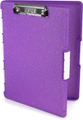 Dexas Slimcase 2 Plastic Clipboard with Storage & Side Opening, Purple Glitter,Office Supplies Clipboards to Organize,Carry & Store, A4 Holder,Style and Functionality Nursing Clipboard(Pack of 6)