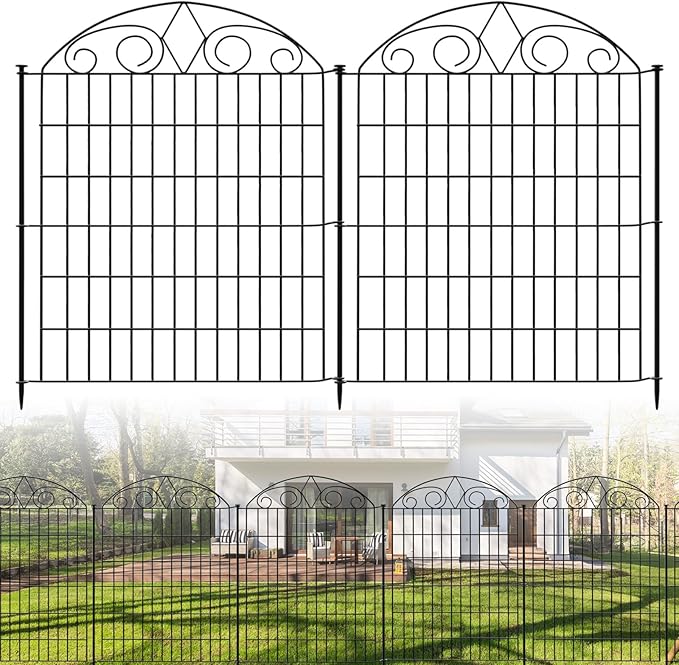 SUNLAX 10 Panels Decorative Garden Fence 24ft(L) x 32in(H) Fencing Tall for Yard Dog Pet Fence No Dig Temporary Fence Barrier for Outdoor Patio Without Gate