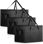 3-Pack Insulated Food Delivery Bag, Insulated Bags for Doordash, XXXL Pizza Delivery Bags, Large Capacity Cooler Bag for Grocery Shopping and Catering, Warmer/Frozen(Black)