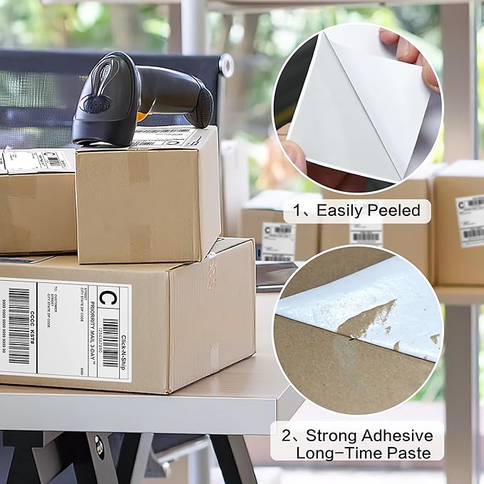L LIKED 50 Pre-Cut 4x6 Shipping Labels for Laser & Inkjet Printers, Single Sheet, Self Adhesive Address Mailing Postage Shipping Labels (50 Sheets)