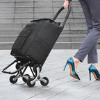 VEVOR Stair Climber Cart, 36L Capacity, Grocery Cart Laundry Stair Climbing Handcart with 6 Wheels & Oxford Cloth Bag, Foldable Stair Climber Hand Truck for Grocery Laundry, Black