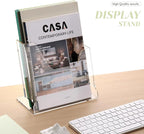 Acrylic Brochure Holder 8.5X11Inch, Clear Flyer Stand Display, Magazine Pamphlet, Booklet Holder for Desk(1 Pack) Used For Office Exhibitions Café Hotel Lobby Library...
