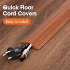 10 FT Floor Cord Cover, Cord Covers for Wires on Floor, Cord Protector, Floor Cable Cover, Hide Extension Cord Covers for Floor, Cable Cavity: 0.47" (W) x 0.29" (H) - Brown
