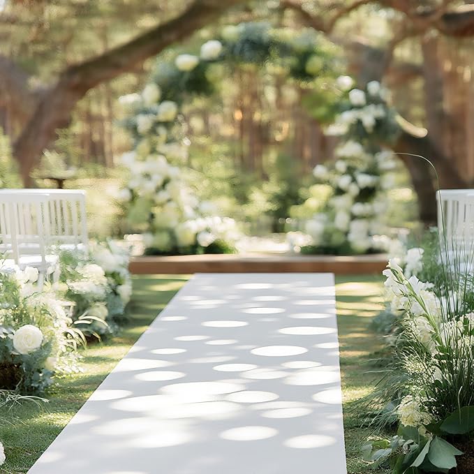 Preboun 3.9 x 60 ft Carpet Runner for Party Felt Runway Rug Runner Rug with Carpet Tape for Halloween Wedding Christmas Xmas Thanksgiving Outdoor Accessories Wedding Party Hallway (White)