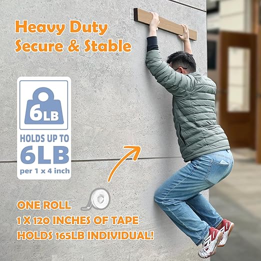 Double Sided Tape for Heavy Duty Applications, Removable Mounting Tape, Nano Tape, Extra Large Clear Transparent Adhesive Strips for Poster Carpet Picture Hanging Strip Rug Wall Outdoor, 3-Pack