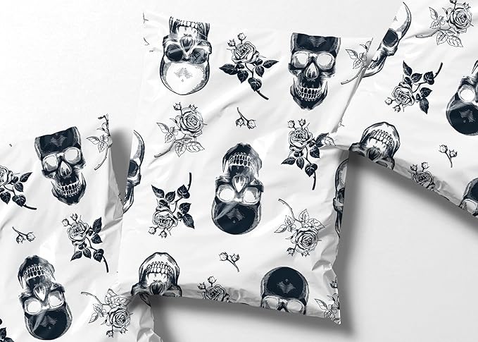 14x19 Poly Mailers – Skull Rose – Waterproof, Tear-Resistant Shipping Bags with Adhesive Seal – 100 Pack – Package Mint