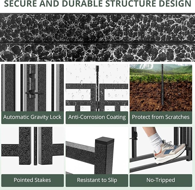 Dog Fence for Yard Outdoor Indoor Dog Playpen 40" Height 8 Panels Metal Dog Pen Puppy Playpen Portable Dog Kennel Crate for RV Camping(Black-Silver)