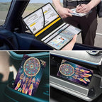Car Registration and Insurance Holder, Leather Car Glove Box Organizer, Cool Car Accessories for ID, Driver's License Cards & Essential Document,business cards,Men&Women,Dream Catcher