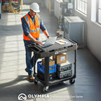 Olympia Tools Heavy Duty Utility Work Cart | 2 in 1 Convertible 3 Shelf to Flat Top Workstation | 660 lb Capacity, HDPE Frame, Ladder Hook, 4 Swivel Wheels | Tool Carts for Garage & Maintenance