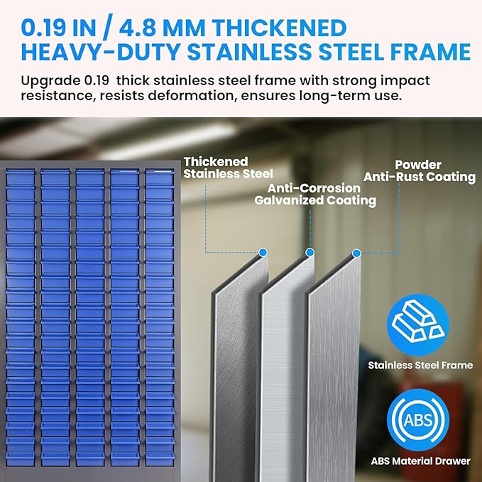 100 Drawers Bolt and Nut Tool Storage Cabinet with Shelves & Labels - Part Cabinet Bolt Bin Cabinets, Alloy Steel Tool Hardware Storage for Hardware Organization Small Items and Parts (100 Drawers)