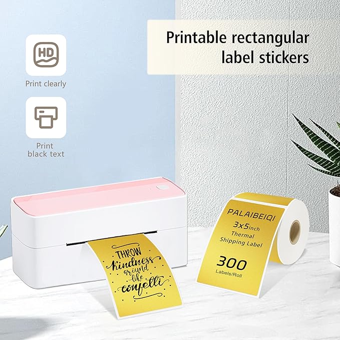 3x5 Inch Thermal Label Stickers,300Pcs Waterproof Rectangle Labels for Storage Bins,Moving Boxes,Address & Inventory Organization,Small Business Labeling,Gold