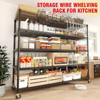 Garvee Heavy Duty 82" H Storage Shelving Unit with Wheels, 3300LBS 5-Tier Metal Shelves w/Feet, Adjustable Wire Shelving Organizer Rack Shelf for Garage, Pantry Rooms &Commercial, 59" W x 23.6" D