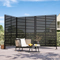 Modern Shade Metal Privacy Screen 72" H x 48" W, Freestanding Decorative Outdoor Privacy Fence Panels for Instant Privacy & Space Division, Patio Screens for Patios Outside Outdoor, Black, 3 Panel