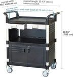 JaboEquip 3 Tier Heavy Duty Utility Cart, Lockable Medical Cart, 606 lbs Load for Lab, Hospital, Office, JB-3KD1, Black