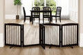 Freestanding Dog Gate with Door, Pet Gate for Stairs, 80 inch Wide Pet Barrier Indoor, Dog Fences Indoor, Support Feet Included, 4 Panels, 24" Tall, Dark Brown