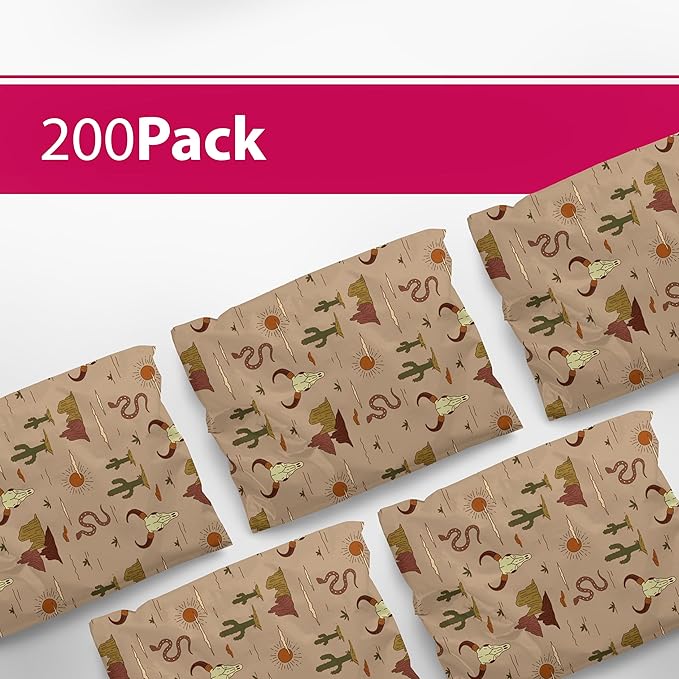 6x9 Poly Mailers – Western Boho – Waterproof, Tear-Resistant Shipping Bags with Adhesive Seal – 200 Pack – Package Mint