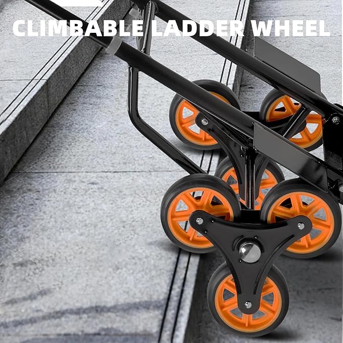 Heavy Duty Stair Climbing Hand Truck Dolly Cart, Portable and Foldable Three-Wheel Dolly