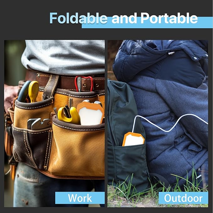 HYPERLITE Rechargeable Work Light - 2pack 40W 4000Lumens - Hanging Hook Folding Portable Magnetic Work Light - Mechnic Light for Car Repairing Camping Working and Hurricane (Yellow)
