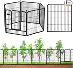 ZXMOTO Outdoor Garden Fence with Gate 6 Pack 32in(H) x14ft(L) Heavy Duty Metal, Decorative Outdoor Yard Fencing for Dogs, Temporary Dog Fence for Backyard, Patio & Garden Beds Easy Setup