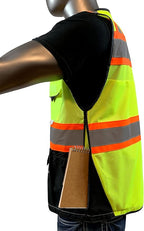 C Vest for Mens Safety Vest With Zipper and Utility Pockets Premium Black Series Surveyors Vest (Large, Yellow/Black)