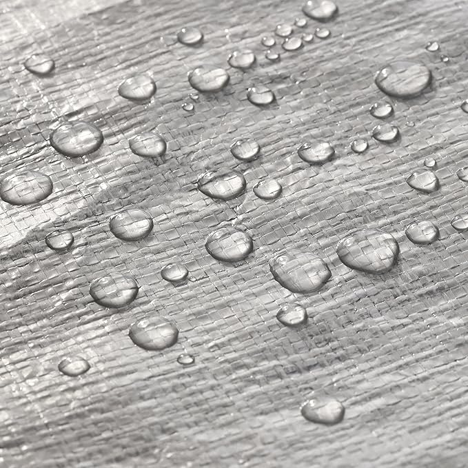 WHITEDUCK Super Heavy Duty Poly Tarp Cover 16 Mil & 10 Mil with Grommets and Reinforced Edges (Brown, White & Silver Black) (Silver Black- 16 Mil, 12' x 25')