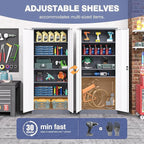 Metal Cabinet,Locking Storage Cabinet with 2 Doors and 5 Adjustbale Shelves,72" Tall Tool Steel Cabinets for Garage,Home Office,School,Gym(Grey & White)