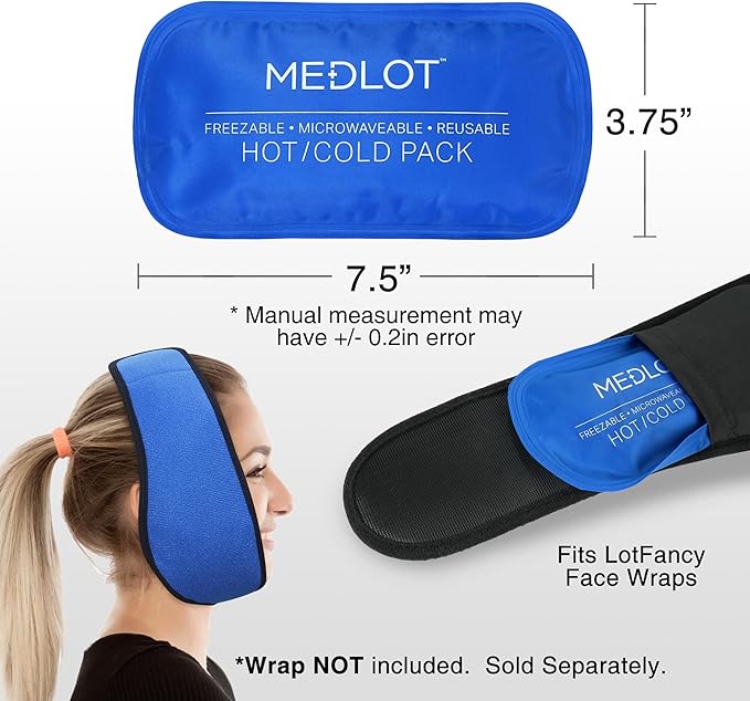 LotFancy Gel Ice Packs, 2pc Reusable Hot Cold Pack for Therapy, Heating Cooling Gel Pad, Pain Relief for Face, Head, TMJ, Wisdom Teeth, Oral Facial Surgery, Sport Injuries, Migraine, Muscle Joint