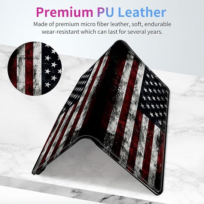Car Registration and Insurance Holder,Leather Insurance License and Registration Card Holder for Car Glove Box, Auto Truck Document Holder Organizer for Men Women-Vintage American Flag
