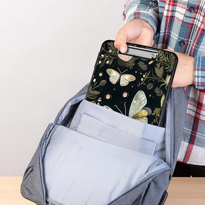Clipboard with Storage,Storage Clipboard with Pen Holder,Heavy Duty Plastic Storage Clipboard with Low Profile Clip, Clipboard Folder, Teacher Must Haves, Office Supplies,Butterfly Florals