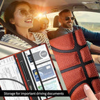 Premium Car Registration and Insurance Card Holder, Cute PU Leather Car Document Holder, Vehicle Glove Box Car Organizer with Magnetic Closure for Driver License, Cards Basketball Texture