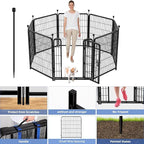 ADAVIN Tall Garden Fence, 48 in(H) 10 Panels Heavy Duty Iron Metal Animal Barrier Fence, Indoor or Outdoor Dog Playpen, Temporary Fence, No Dig Garden Border Fencing for Yard, Total 22.1 FT(L),Black