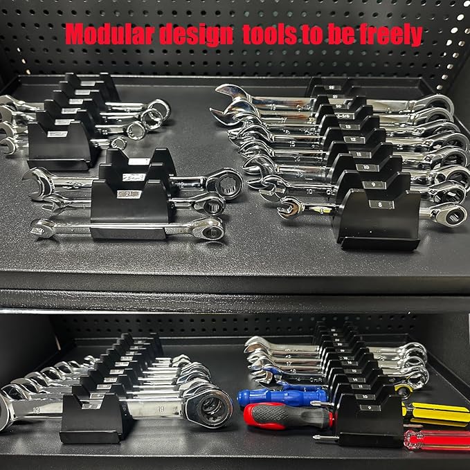 84PCS Magnetic Modular Wrench Organizer Wrench Holder - Wrenchs Tool Organizers for Tool Drawer Storage, Wrenchs Rack with Metric SAE Labels, Tool Storage Set Holder Festival Mechanics pcs