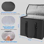 2-Pack Cold Storage Food Bag, Insulated Grocery Bags for Delivery, Heavy Duty Reusable Bags with Zippered Top, Foldable and Durable for Frozen Foods and Shopping Black