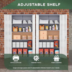 Greenvelly Metal Storage Cabinet, 72" Locking Metal Garage Storage Cabinet with Doors and 4 Adjustable Shelves, Lockable Steel Cabinet for Home Office, Garage, Shop, School (White Grey 32" W x 16" D)