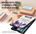 A4 Clipboards,Heavy Duty Waterproof Nursing Plastic Folder Clipboard with Storage Clip Boards,File Folder Storage Box Clipboard Case for Teacher,Doctor,Offices,Purple Lavender