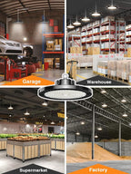 8 Pack 150W UFO LED High Bay Lights, 5000K Daylight, Super Bright 22500 LM, AC100-277V, High Bay Led Shop Lights with US Plug 5ft Cable for Garage Plug & Play Lighting for Warehouse
