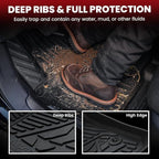 LASFIT Floor Mats for Nissan Frontier 2009-2021 King Cab (Not Fit Crew Cab), All Weather TPE Custom Fit Easy Clean Durable No-Curling Floor Liners for Frontier 1st & 2nd Row Car Mats, Black