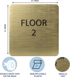 Modern Olive ADA Floor 2 Sign with Braille – Made from Durable Acrylic and Ready to Mount