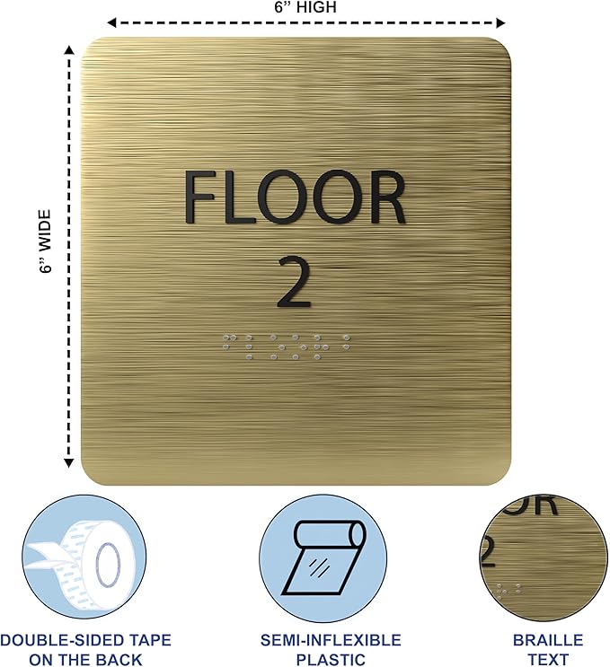 Modern Olive ADA Floor 2 Sign with Braille – Made from Durable Acrylic and Ready to Mount