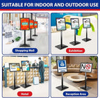 Pedestal Sign holder Stand 11x17inch Adjustable Standing Floor Sign Stand with Heavy Base & Snap Frame Display Stand for Indoor Outdoor Business Store Sign Holder Poster Stand (Black)
