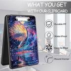 Clipboard with Storage, High Capacity Plastic Storage Clipboard with Pen Holder for for Women Teachers Work, School & Office Supplies, Cute Pattern Decorative Clipboards, Colorful Crane