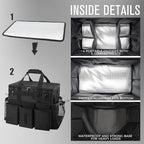 Rolling Cleaning Caddy Bag with Detachable Trolley, Large Cleaning Supplies Organizer with Wheels, Multi Pocket Cleaning Cart with Adjustable Shoulder Strap for Housekeepers & Home Use, Black