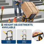 3 in 1 Industrial Convertible Stair Climbing Cart,1000 LBS Capacity Folding Hand Truck Dolly Cart with Telescoping Handle and 2 Elastic Rope for Transport & Moving in Warehouse, Home, Supermarket