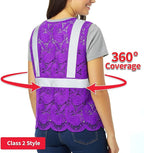 Lace-Mesh Safety Vest for Women & Men - Breathable, High Visibility Vest with Zipper & ANSI Class 2 Reflective Strips