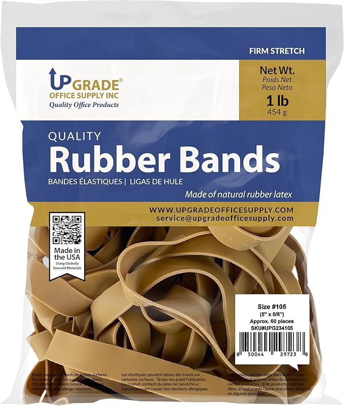 Upgrade UPG23415PK3 Large Rubber Bands, Size 105, Thick Wide, 3 Pack, Made in USA