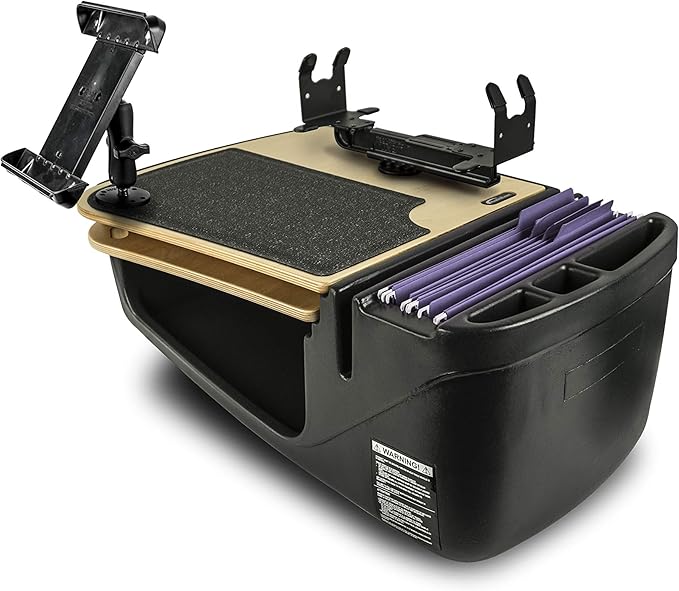 AutoExec AE-GMCD-PI-TAB-PS-11M GripMaster Car Desk for Your Vehicle Workstation and Mobile Office, Natural with 400 watt Power Inverter,Tablet Mount and Printer Stand