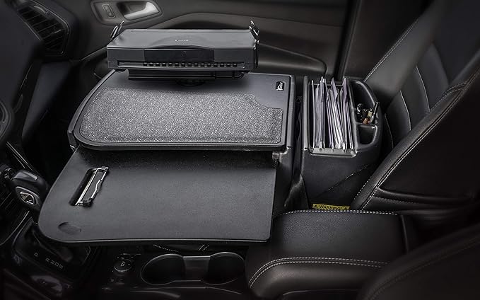 AutoExec GripMaster Car Desk for Your Vehicle Workstation and Mobile Office, Black with Printer Stand